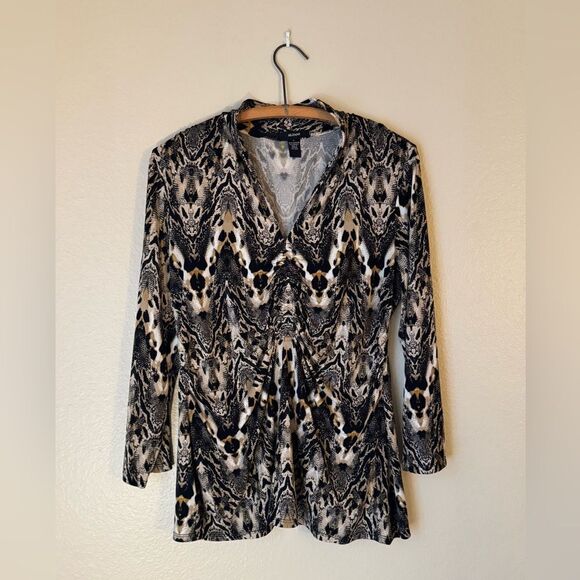 Alfani Rouched Animal Print Top - Large - Picture 1 of 5